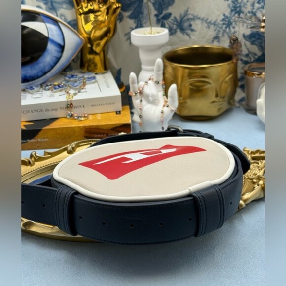 🆕 DIESEL 🧿 NWOT Rinke Circle Shoulder Bag - Neutral Beige, Red, White & Blue - Picture 7 of 16